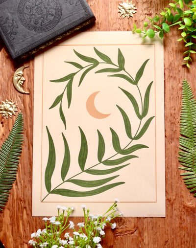 Moon leaf - framed art print