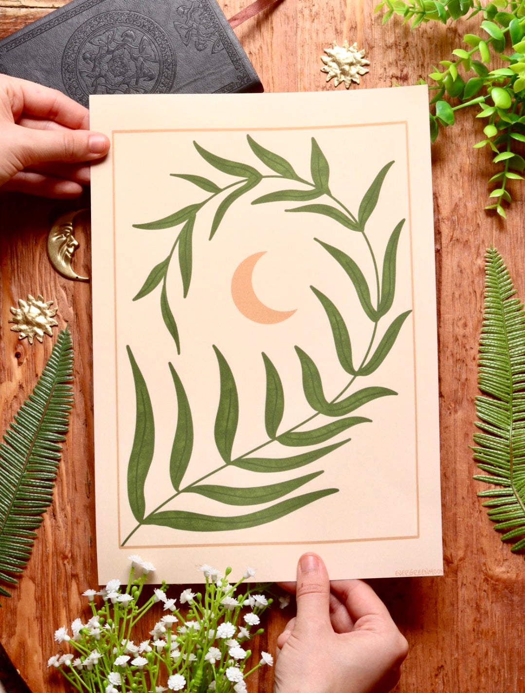 Moon leaf - framed art print