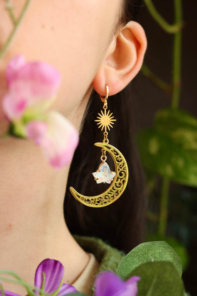 Opalite moon earrings