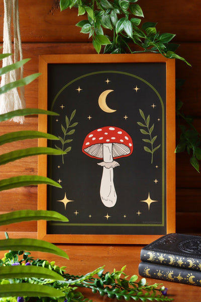 Celestial Toadstool mushroom - framed art print