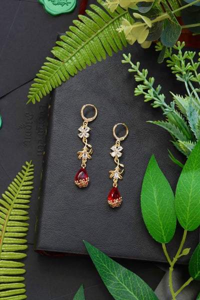 Red flower earrings