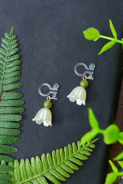 Lily flower clip on earrings