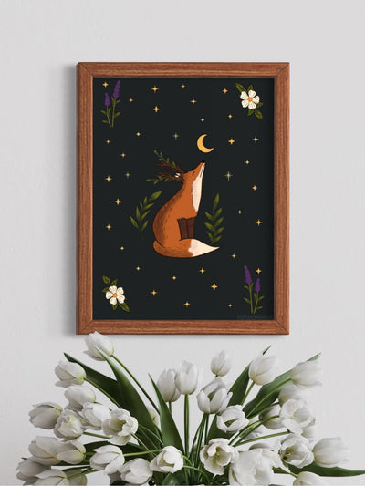 Celestial fox - framed art print