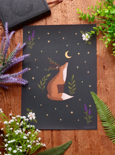 Celestial fox - framed art print