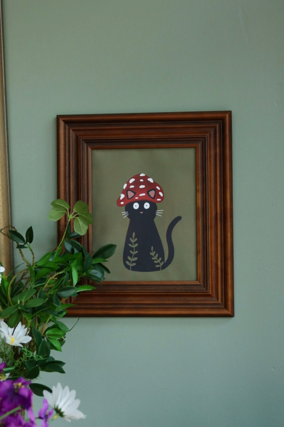 Mushroom cat - framed art print