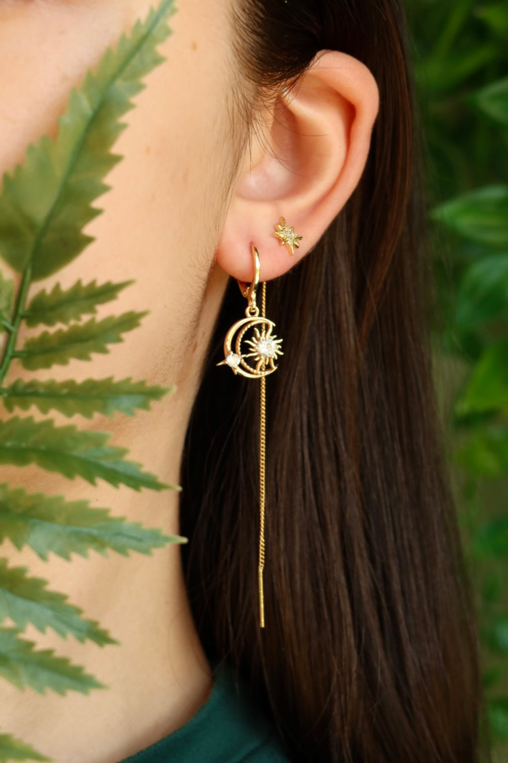 moon and star earring set