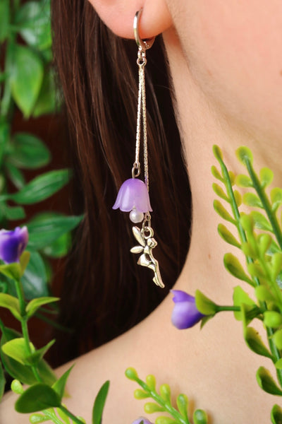 Purple flower fairy earrings