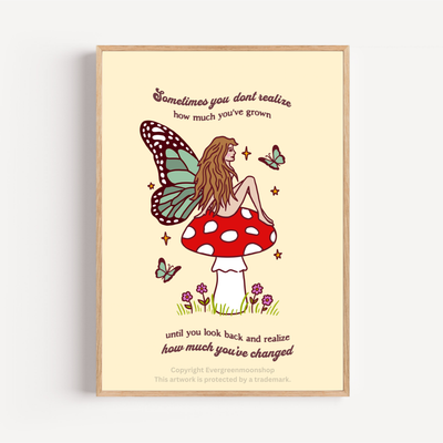 Fairy toadstool (with or without quote) art print