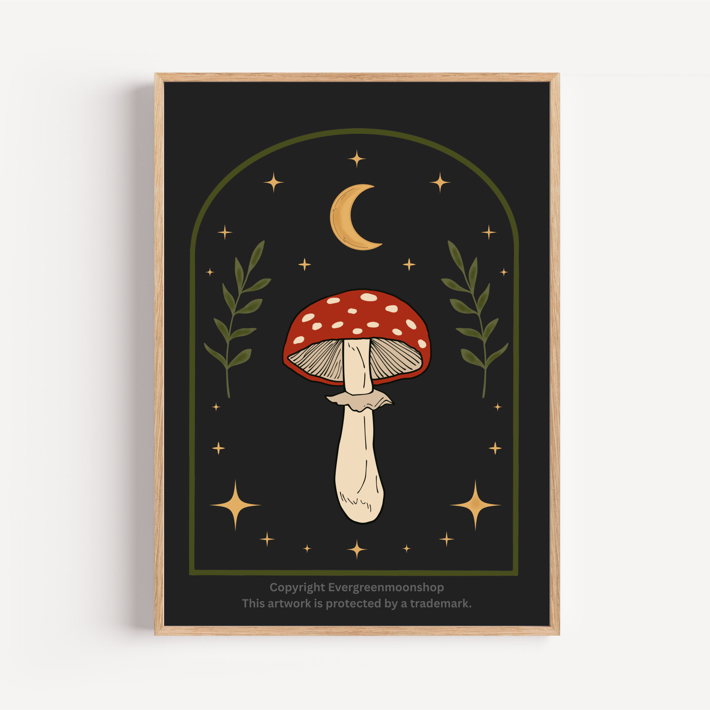 Mushroom toadstool celestial wall art