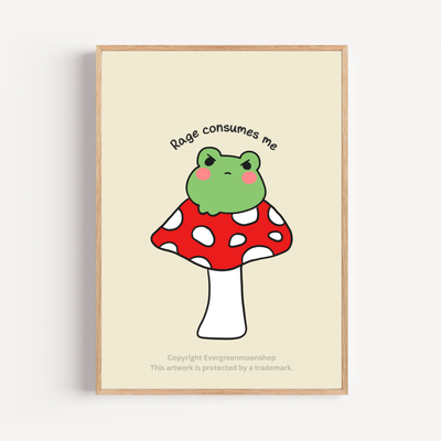 Rage consumes me grumpy frog art print