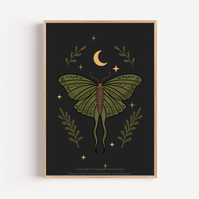 Dark moth wall art print