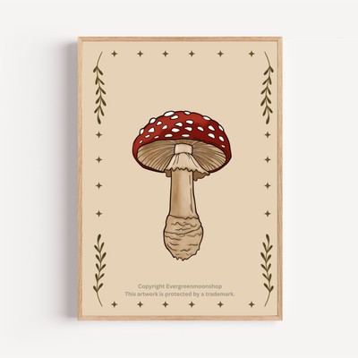 Toadstool mushroom wall art print