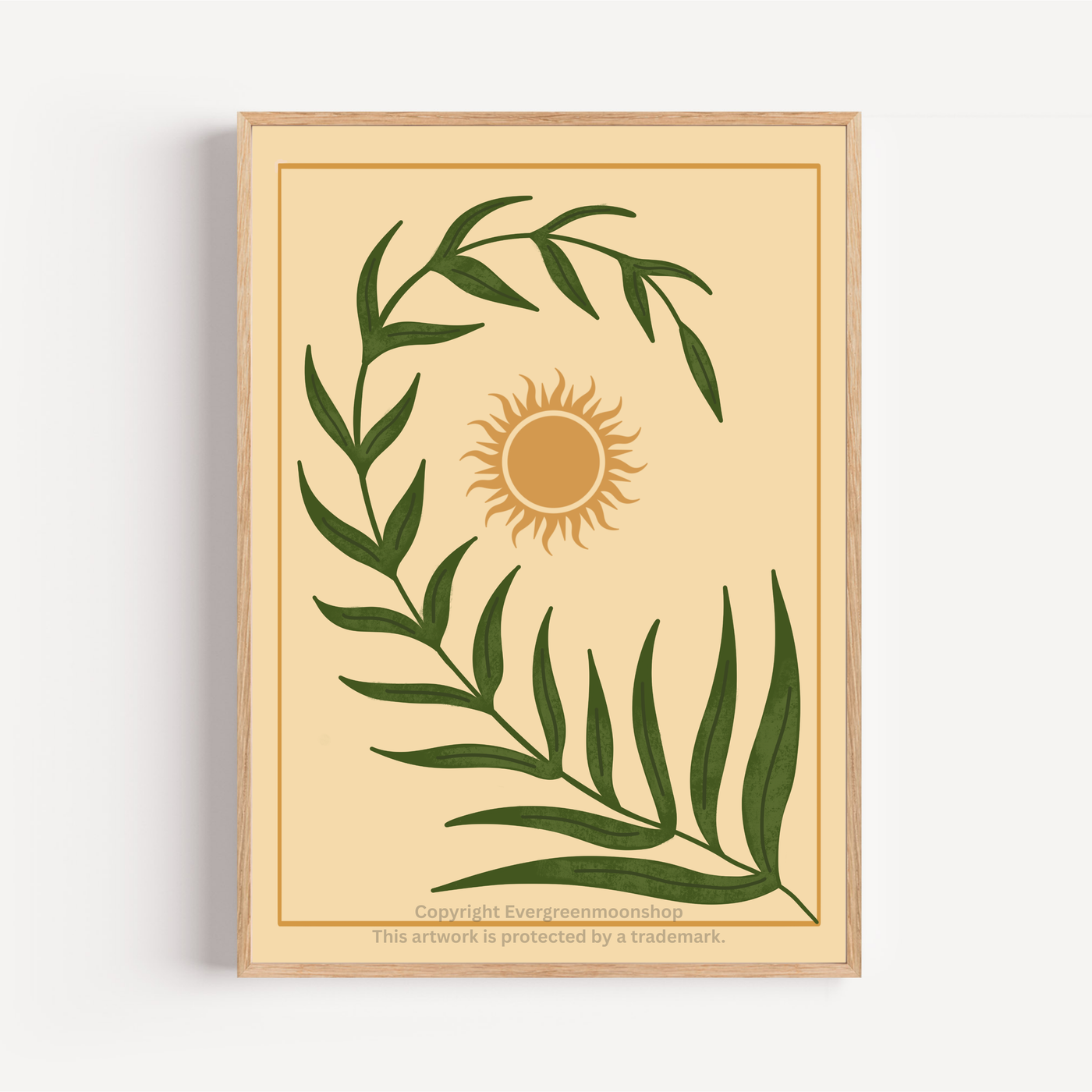 Sun leaf wall art print