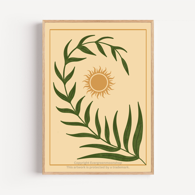 Sun leaf wall art print