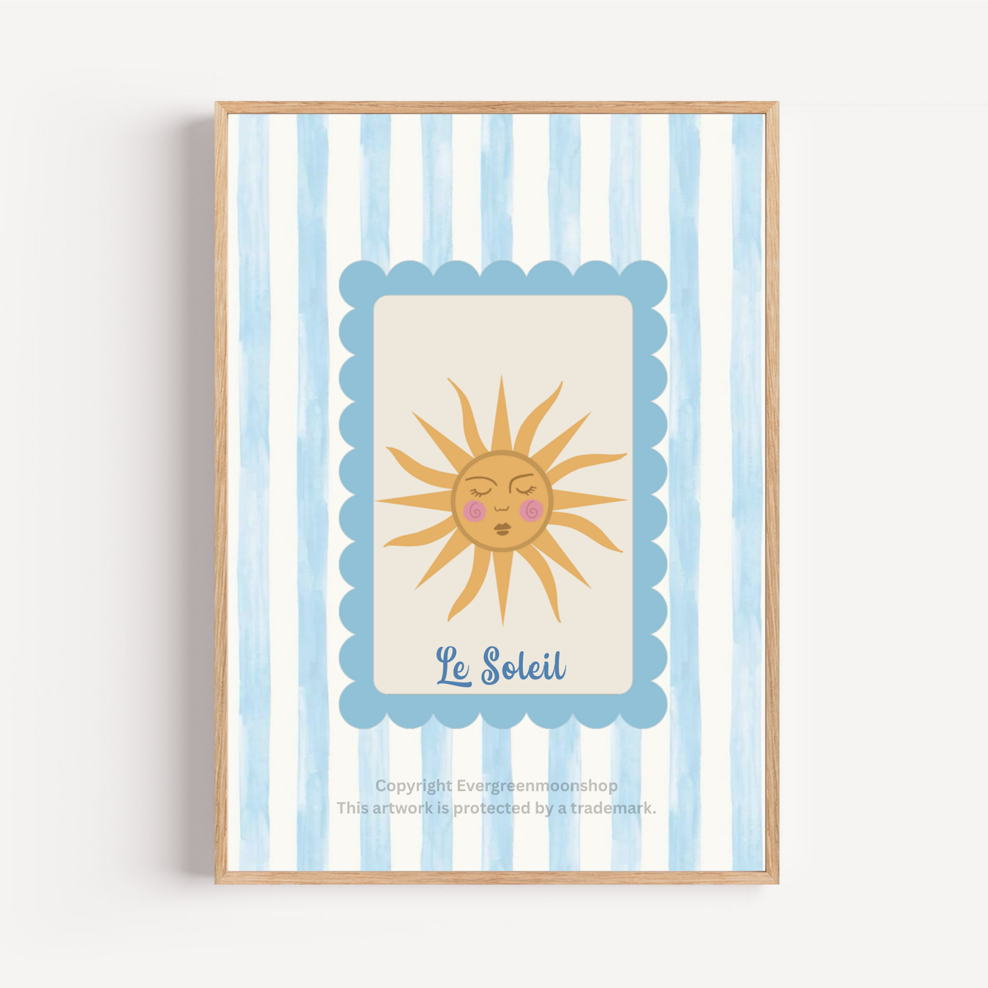 Le Soleil Blue and White Striped wall art print