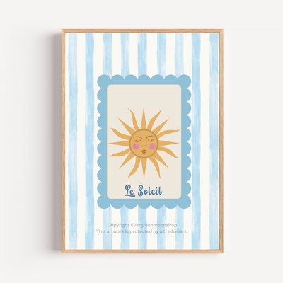 Le Soleil Blue and White Striped wall art print