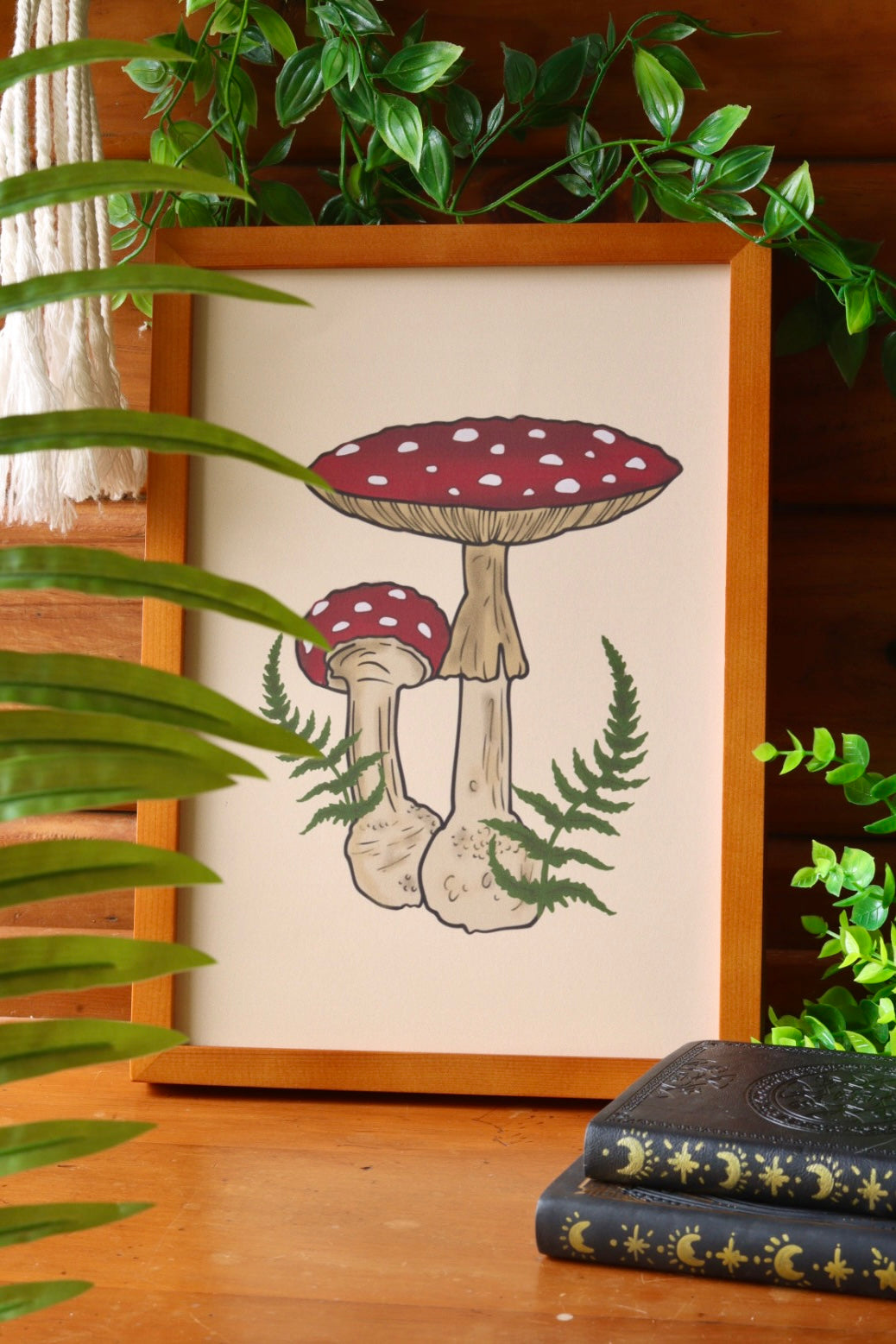 Toadstool mushroom fern - framed art print