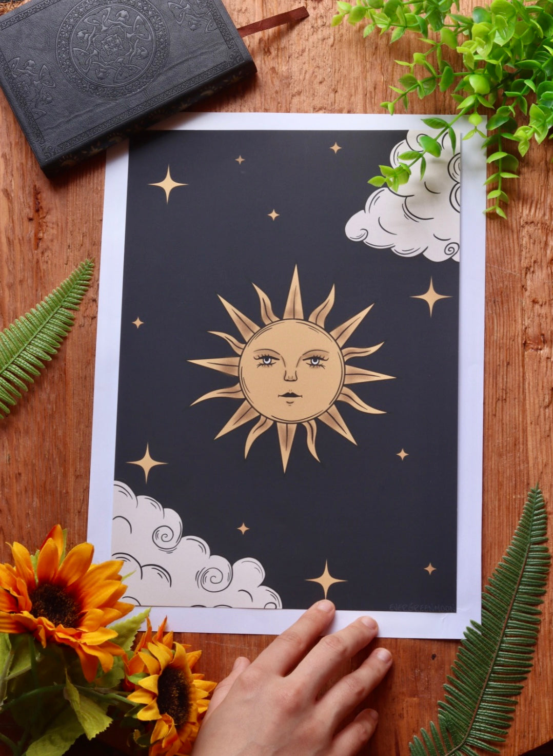 Sun in the night sky - framed art print