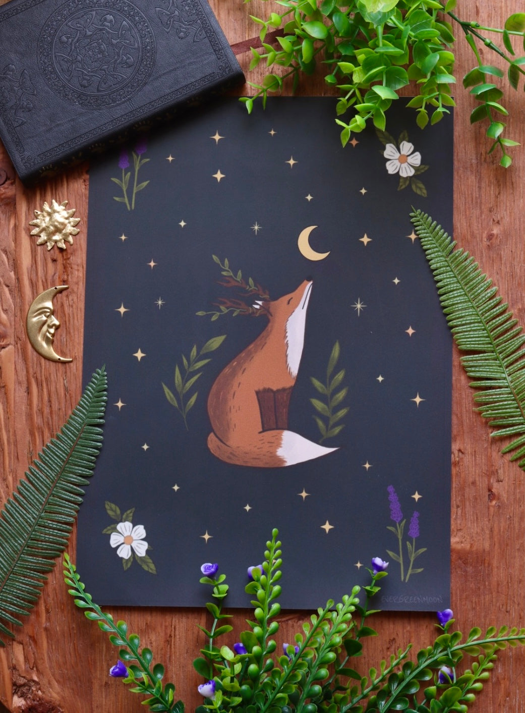 Celestial fox - framed art print