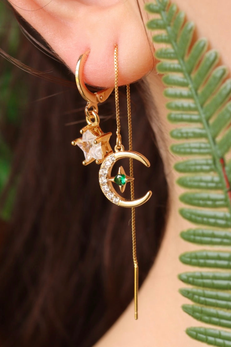 Moon threader and star earrings set