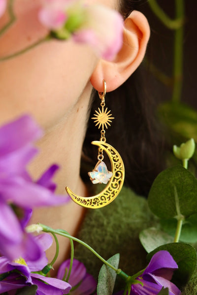 Opalite moon earrings