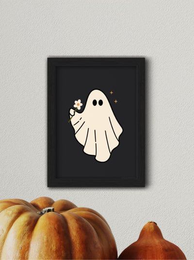 Ghost with flower - framed art print