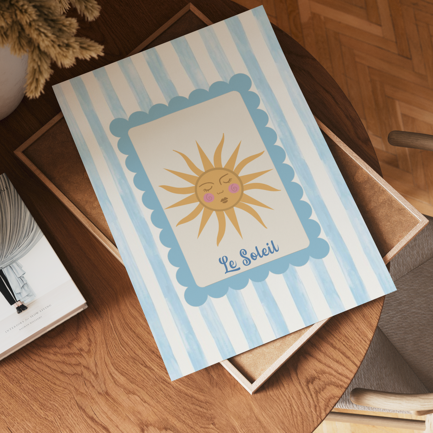 Le Soleil Blue and White Striped wall art print