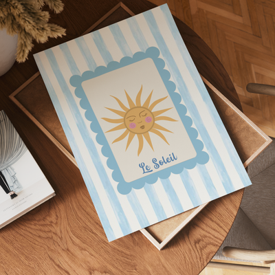 Le Soleil Blue and White Striped wall art print