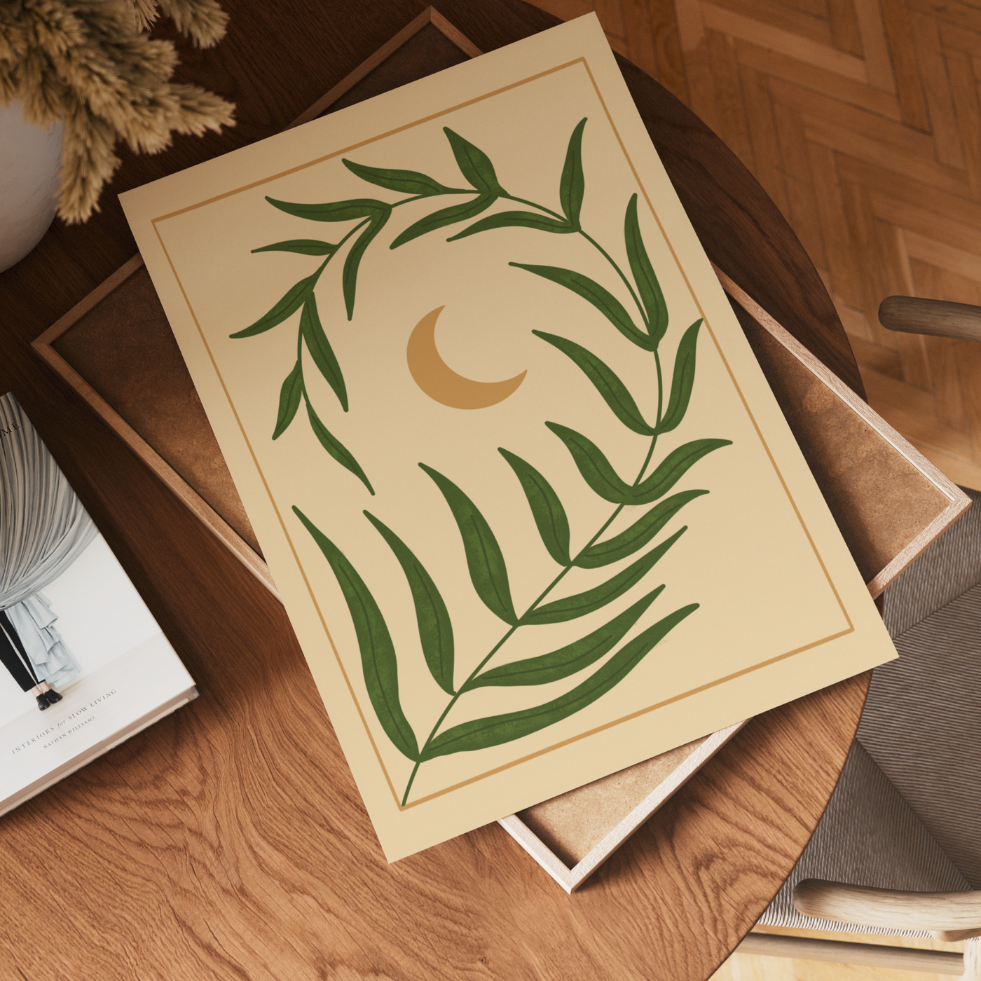 Moon leaf wall art print