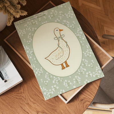 Elegant floral goose wall art print