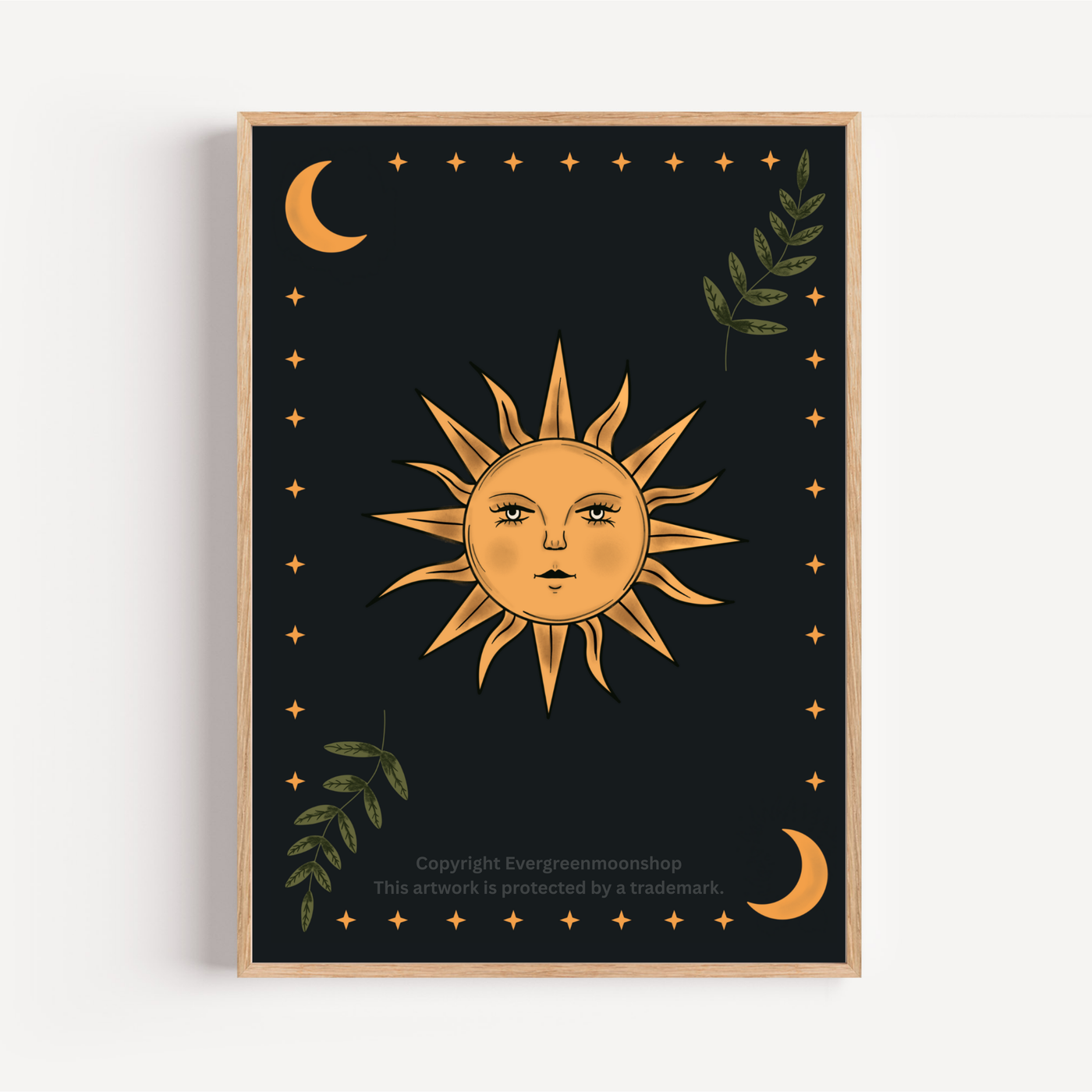 Sun celestial dark wall art print