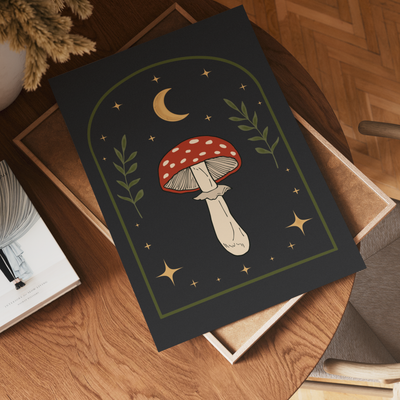 Mushroom toadstool celestial wall art