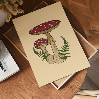 Mushroom toadstool art print