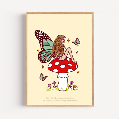 Fairy toadstool (with or without quote) art print