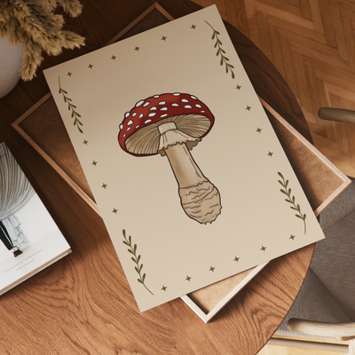 Toadstool mushroom wall art print