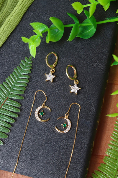 Moon threader and star earrings set