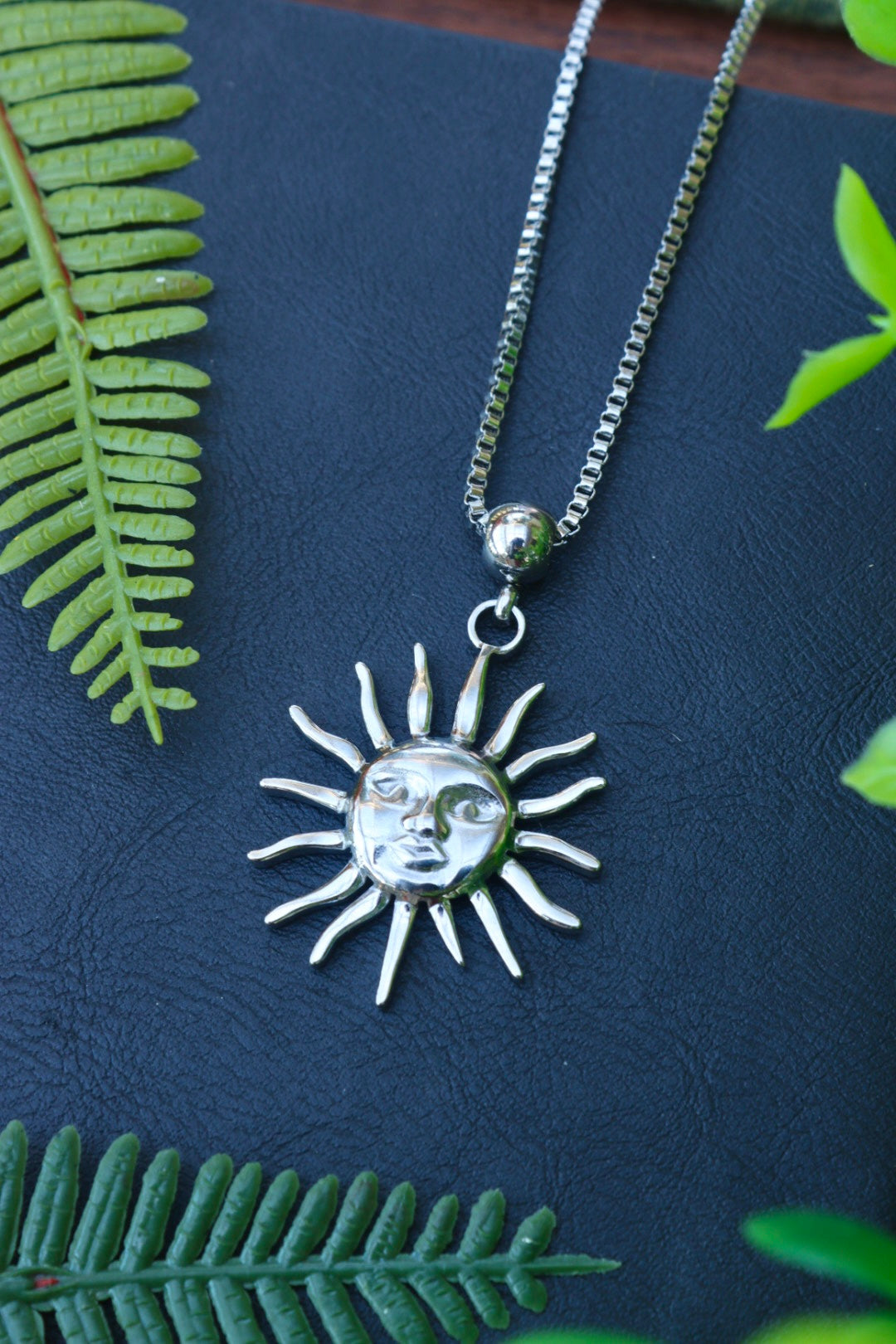 Silver sun necklace