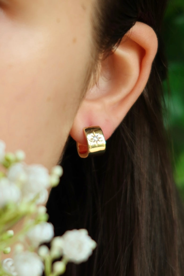 Star hoop earrings 18k gold plated