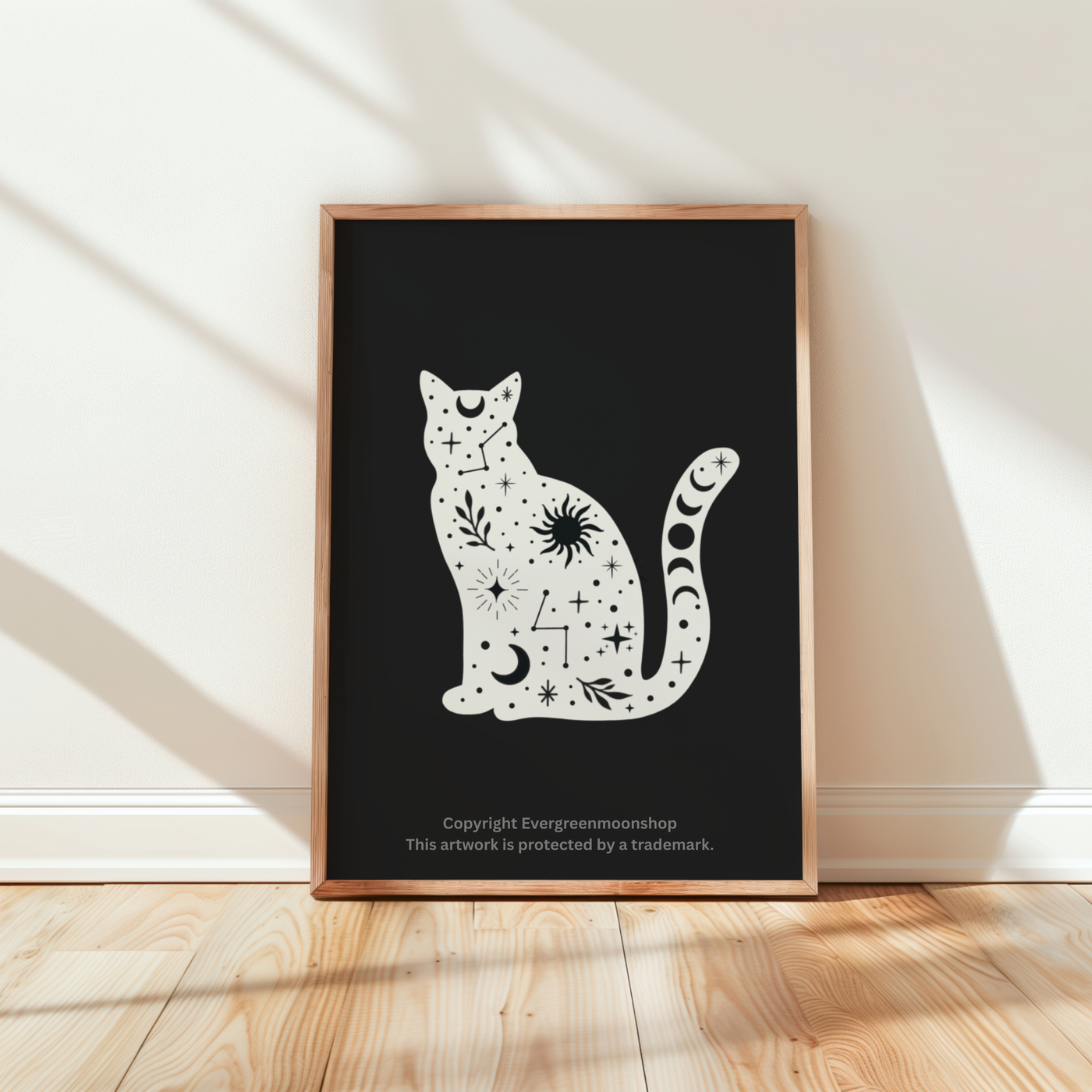 Celestial dark cat art print