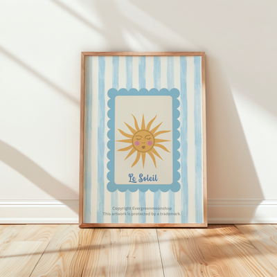 Le Soleil Blue and White Striped wall art print