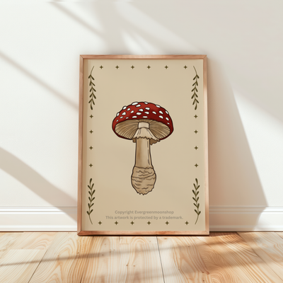 Toadstool mushroom wall art print