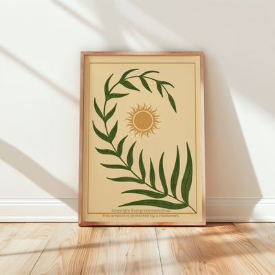 Sun leaf wall art print