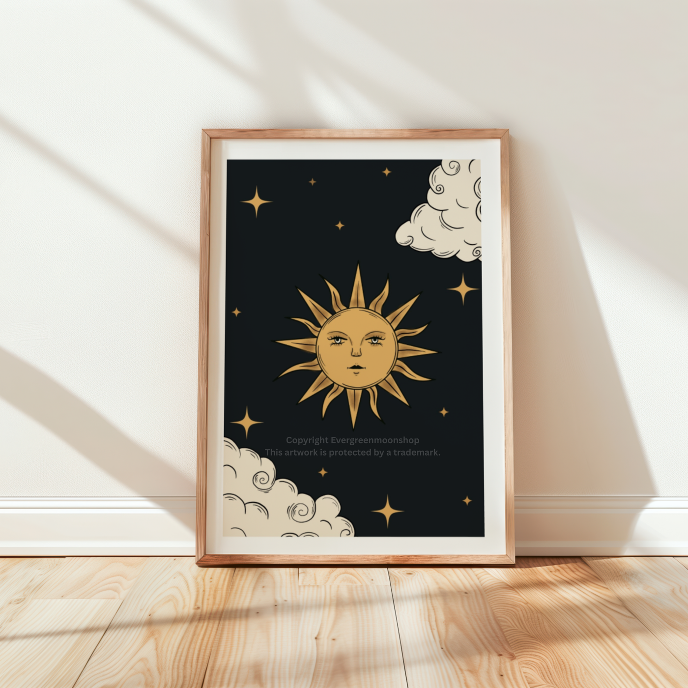 Sun celestial dark wall art print