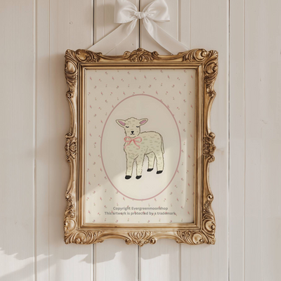 Lamb elegant pink wall art print