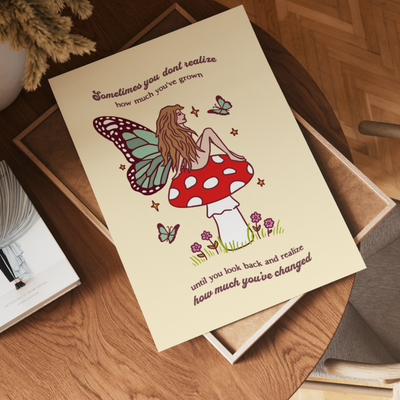 Fairy toadstool (with or without quote) art print