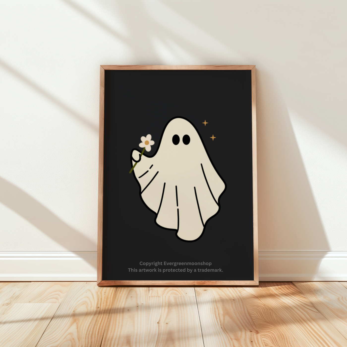 Ghost with flower wall art print