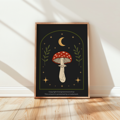 Mushroom toadstool celestial wall art