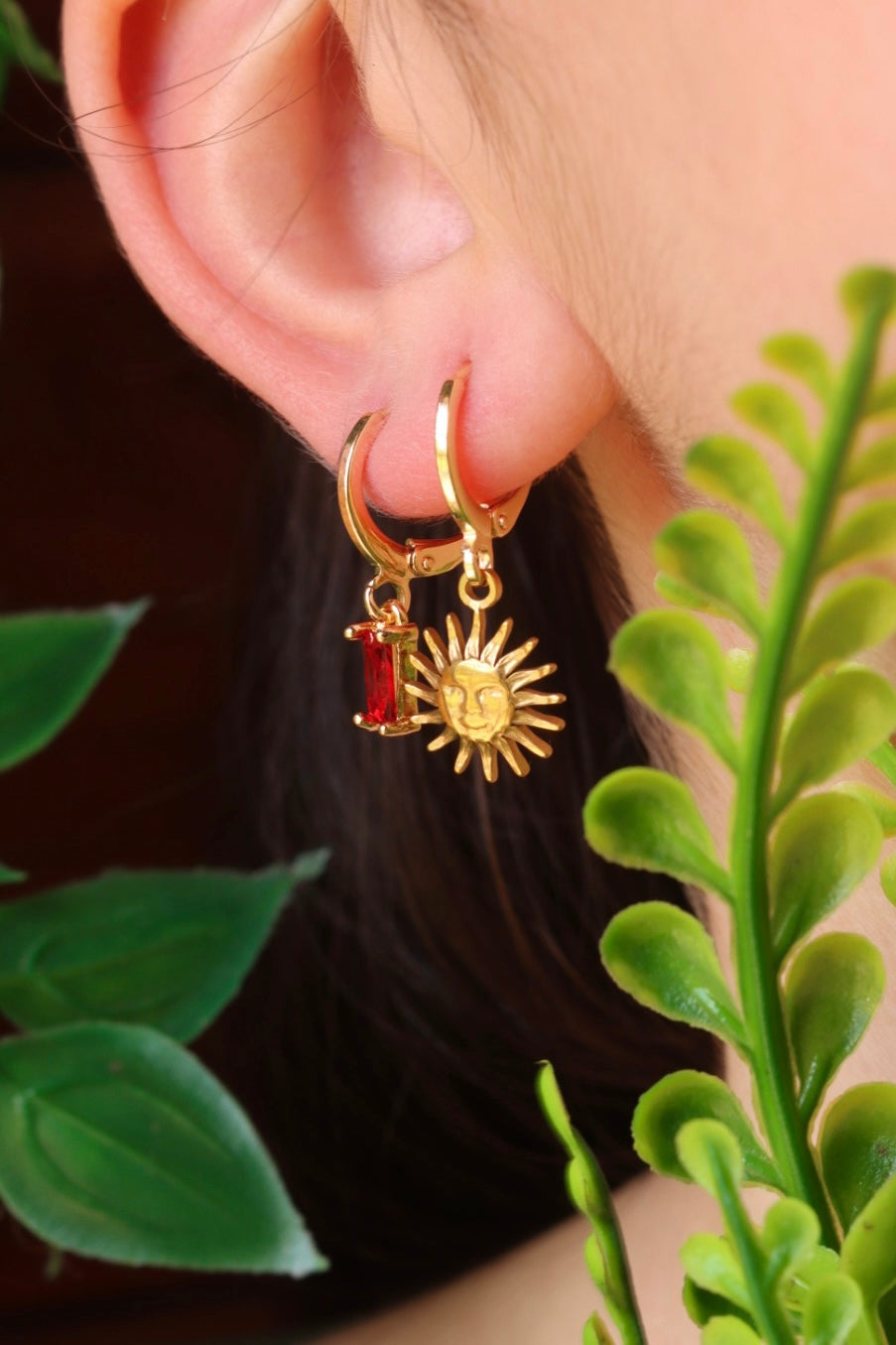 Helios god of the sun huggie earrings set