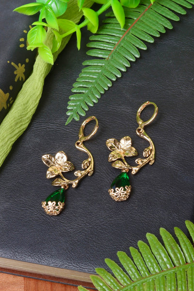 Green flower earrings