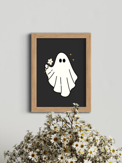 Ghost with flower - framed art print